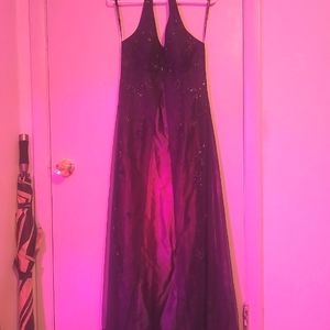 Morgan & Co Formal Gown, Size: S 3/4, Color: Purple, Floral Design